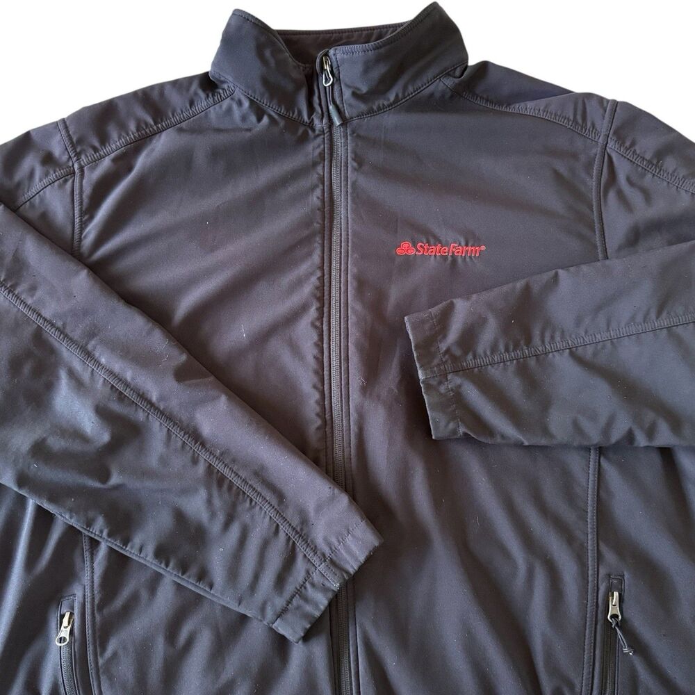 State Farm Black Jacket Embroidered Port Authority Sz 2XL XXL Pockets Soft Shell
